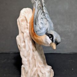 Goebel Porcelain Bird Figure On Tree Gray Brown Decorative Collectible