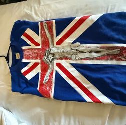 Blue British cross long sleeve large