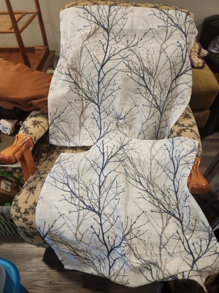 Window Curtains. Blue and Grey Pattern. Like NEW. Small Window