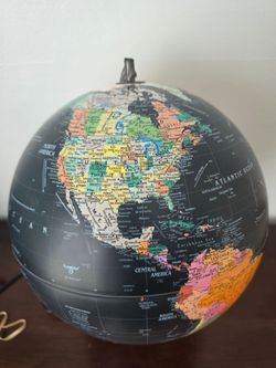 Large illuminated-Black World Globe spinning w/ Metal Base – Modern Globe