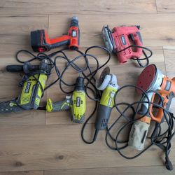 Corded Power Tools 2x Drills, Sander, Jig Saw, Angle Grinder, Cordless Drill