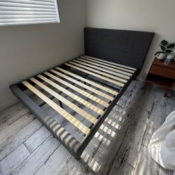 Queen Upholstered Bed Frame Gray
