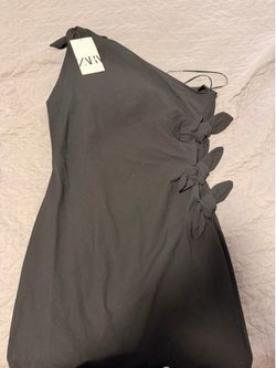 Zara Black Tie-Side Dress / Black Side-Bow Wrap Dress 🖤🎀
