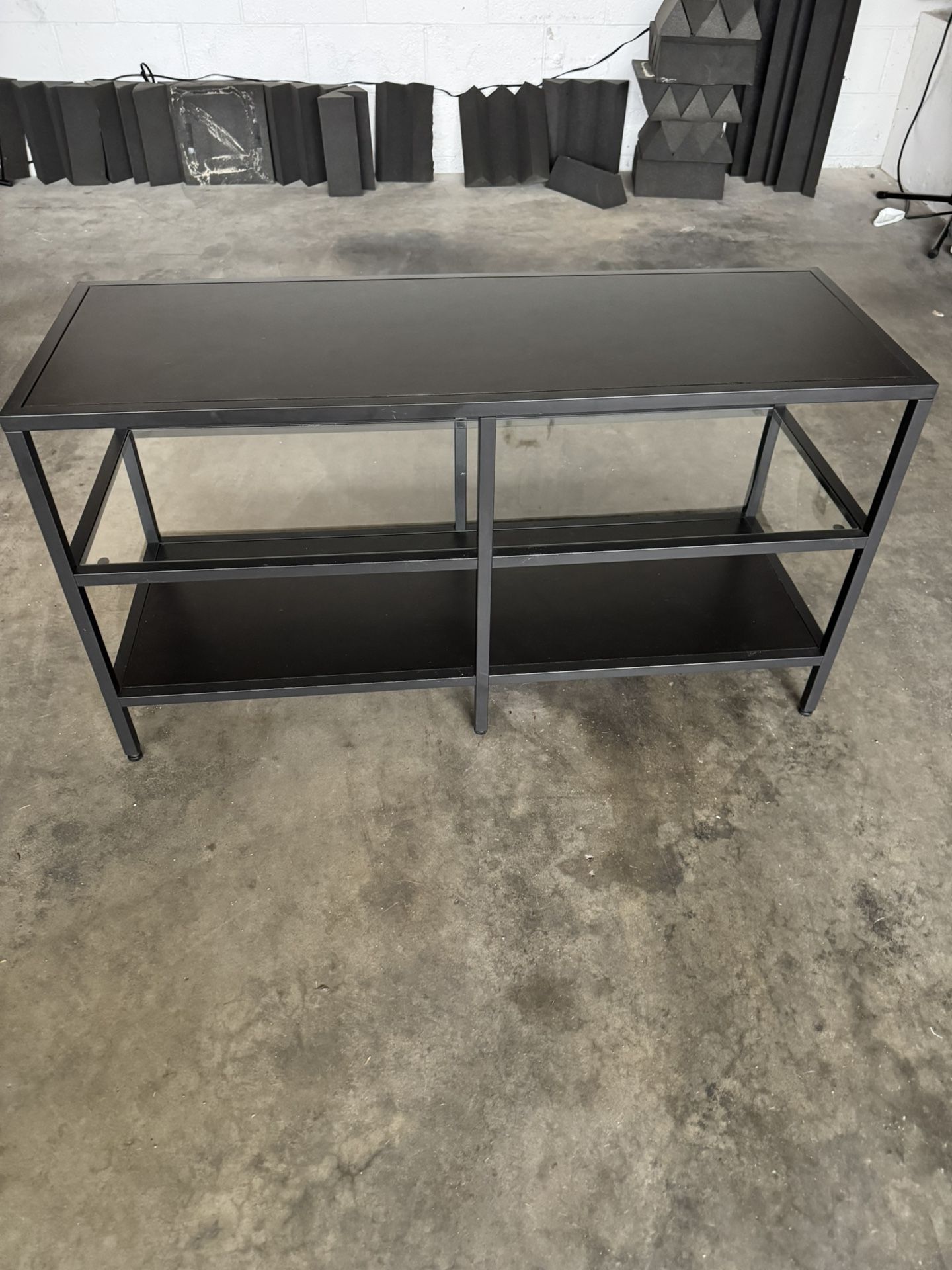Black Multi Shelf Coffee Table w/ Glass Shelf