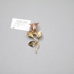 14K Two Tone Gold Rose Pendant