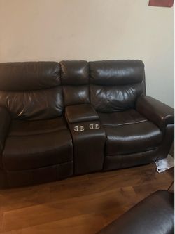 Leather furniture set brown