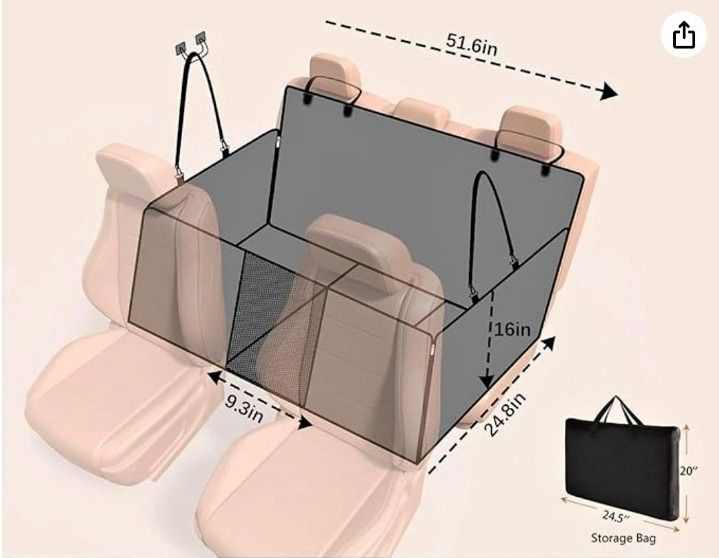 Back Seat Extender, Pet Car Seat Cover for Back Seat Bed for Car Travel