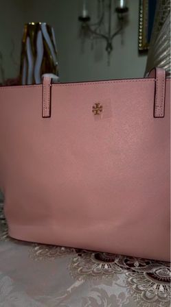 Tory Burch Pink Saffiano Leather Tote Bag