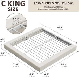 AirFrame Cal King Upholstered Bed Frame with Square Cushioned Base 5-Inch Square Foam Base, 360° Cushioned Surround, Low Profile Cloud Bed Frame, No B