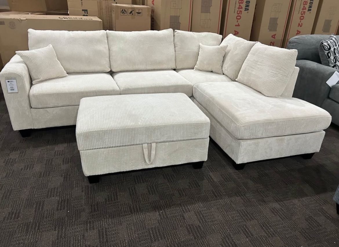 Cream Beige Sectional Couch