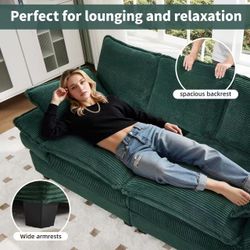 83-inch double sofa, modern 2-seater sofa, comfortable velvet double sofa (green)