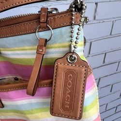 COACH Convertible Beach Stripe File Crossbody Swingpack Shoulder Purse 