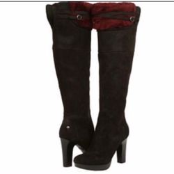 Ugg Ophira Black Suede Heeled Boots 9.5