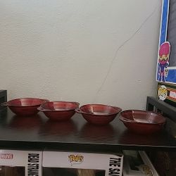 Vintage Anchor Hocking Coronation Ruby Red Burgundy Berry Bowl Lot Of 4