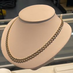 10K Gold Diamond Cut Cuban Link Chain Two-Tone