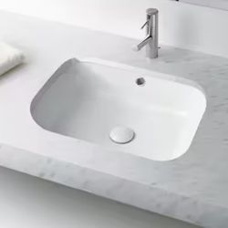 Rectangular Vitreous China Bathroom Sink in White