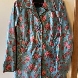 Betsy Johnson Floral Raincoat. size M