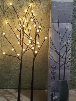 LED Décor Birch Lit Branches, Set of 2