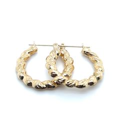10kt Gold Hollow Ribbed Hoop Earrings 1.90grams 167479 1
