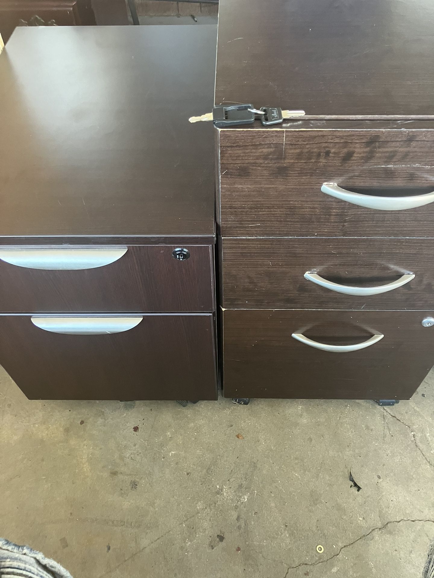 3 Mini Office File Cabinets On Wheels With Keys