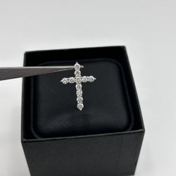 14k White Gold Cross Pendant 