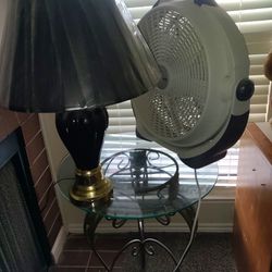 Table, Lamp, Fan