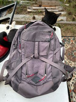 The North Face Backpack Gray with Red Zippers