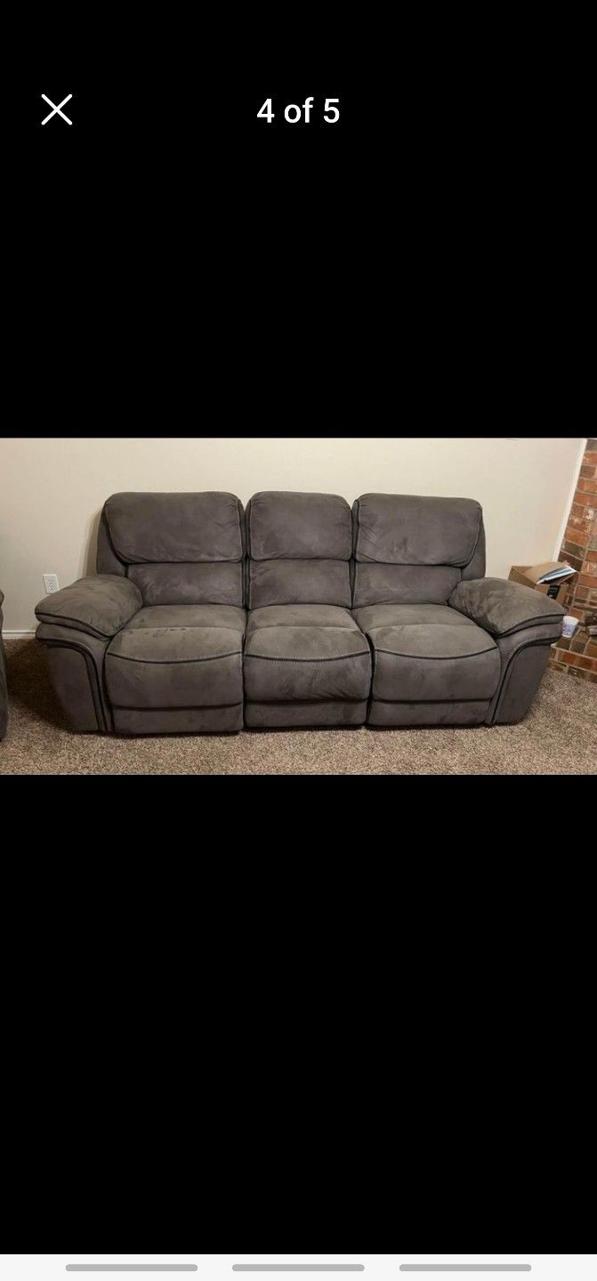 Gray Microfiber Reclining Couch