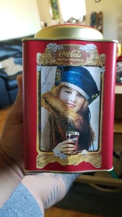 Vintage coca cola tin container