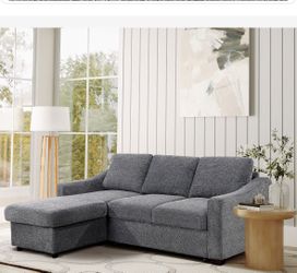Coddle Aria Fabric Sleeper Sofa with Reversible Chaise & Storage, Gray