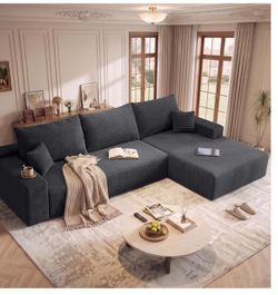 New 108" Dark Grey L-Shaped Sectional Sofa