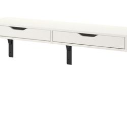 White Wall Shelf With Two Drawers