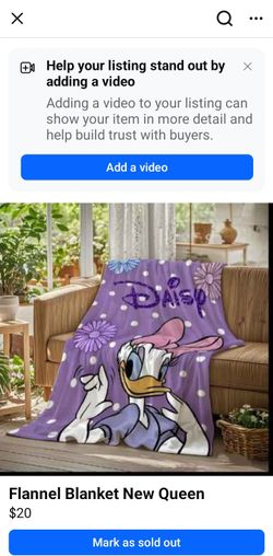 Daisy Character  Flannel Blanket New Queen 