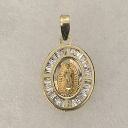Virgin Mary 10k Real Gold Pendant Charm 