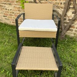  Rattan Chair with Ottoman