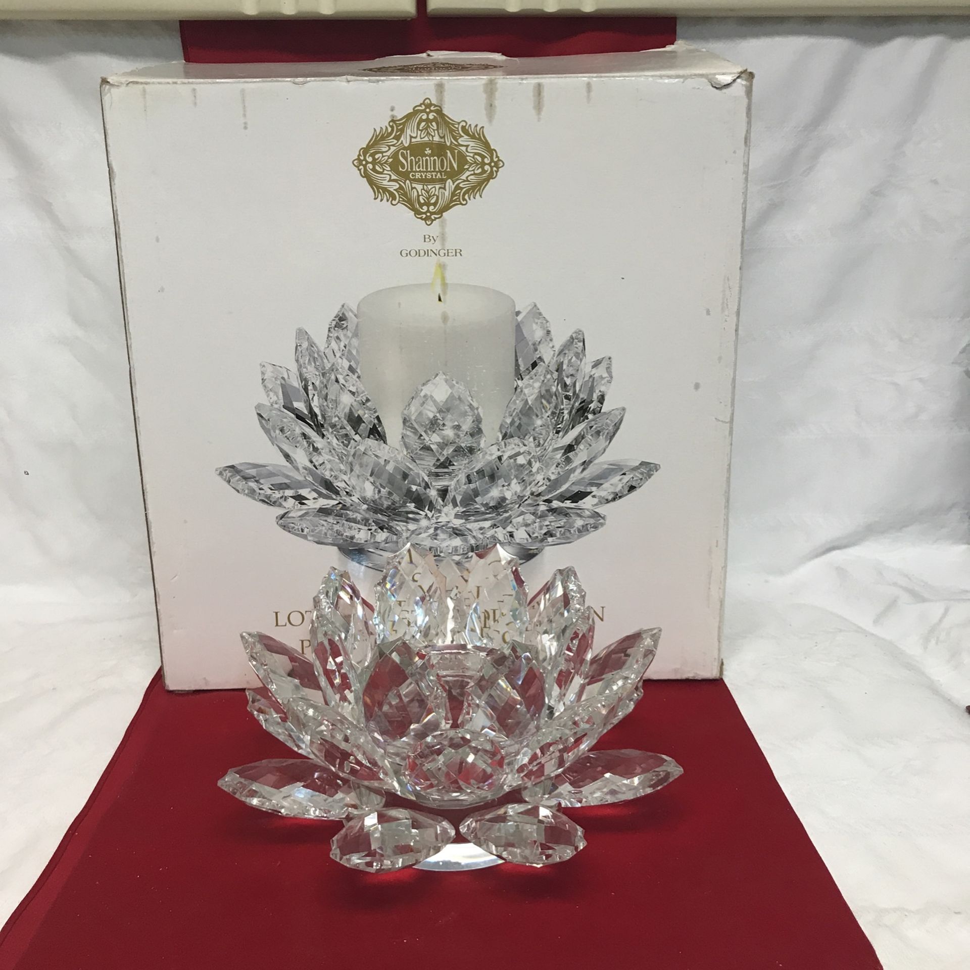 Crystal Lotus Pillar Candle Holder