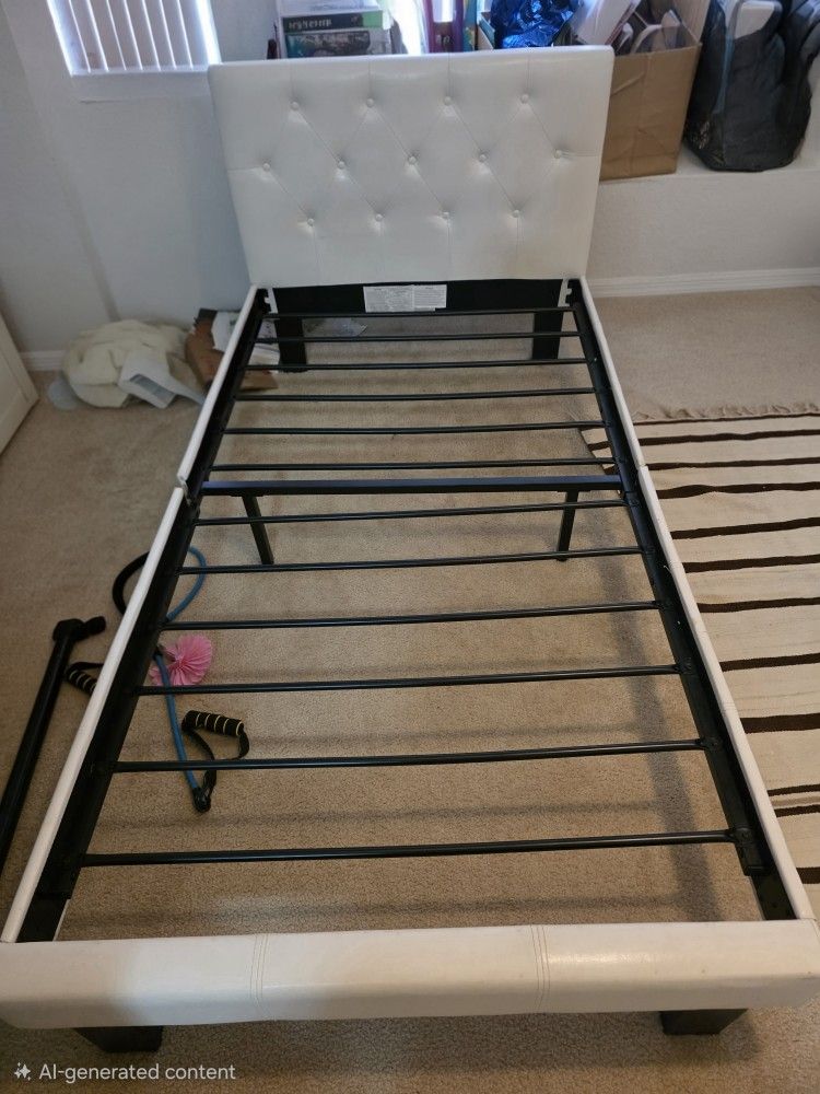 Twin Bed Frame White Leather