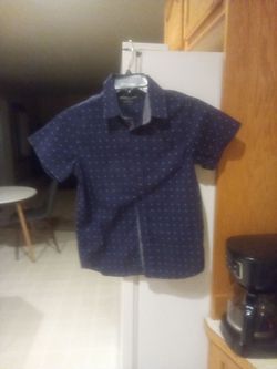 Navy short sleeve button up 10-12