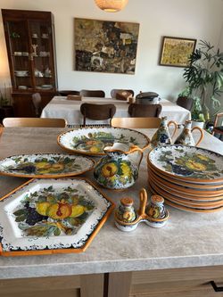 Vintage Italian Hand-Painted Ceramic Dinnerware Set