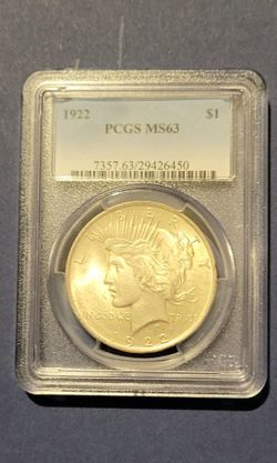 1922 Peace Dollar PCGS MS63 90% Silver!