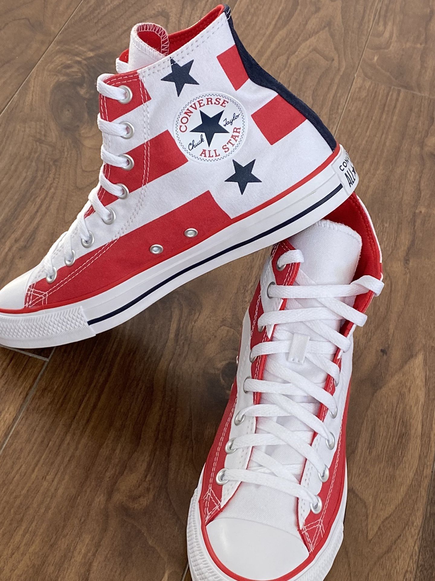 Converse Americana Flag Red White Blue High Hi Tops Stars Stripes Sneakers SZ 8 men’s & women’s 10