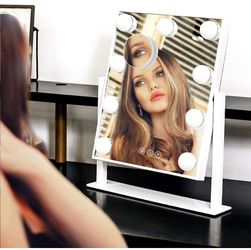 Lighted Makeup Mirror Hollywood Mirror Vanity Mirror with Lights, Touch Control Design 3 Colors Dimable LED Bulbs, Detachable 10X Magnification, 360°R Thumbnail