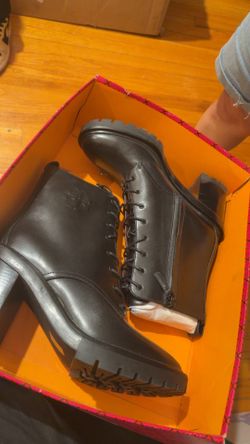 Tory Burch double T lug ankle healed boots