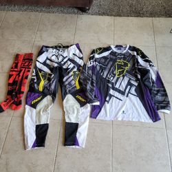 THOR Motor Cross, Dirt Bike Riding Youth Large Shirt And Sz 32 Pants..Fox Chest Protector 