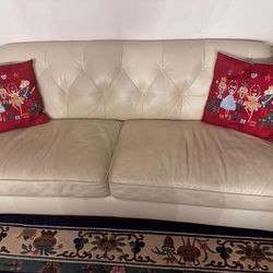 ITALIAN LEATHER COUCH ONLY - Beige couch