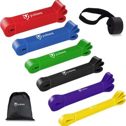 Pull Up Assistance Resistance Exercise Bands with Door Anchor - Set of 6