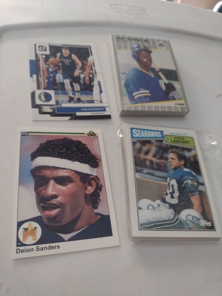 Football Baseball Basketball. Deon Sanders 90 Upper Deck, Griffey 89 Team Set. Largent 87 Team Set, 2022 Donruss Luka Doncic Cash Porch PU Redmond