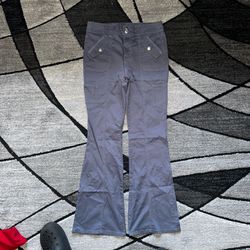 purple cargo flared pants
