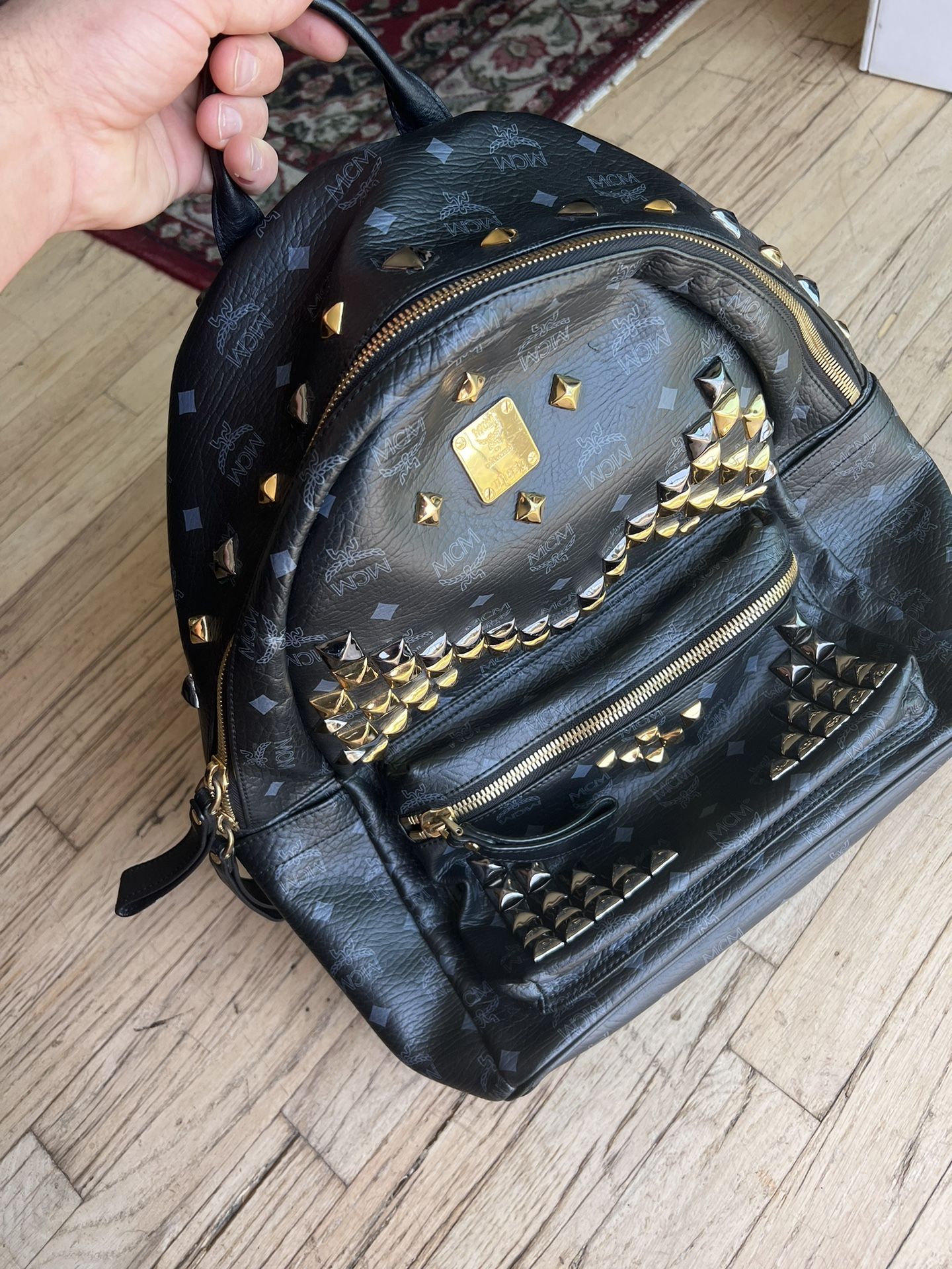 MCM Black Studded Backpack
