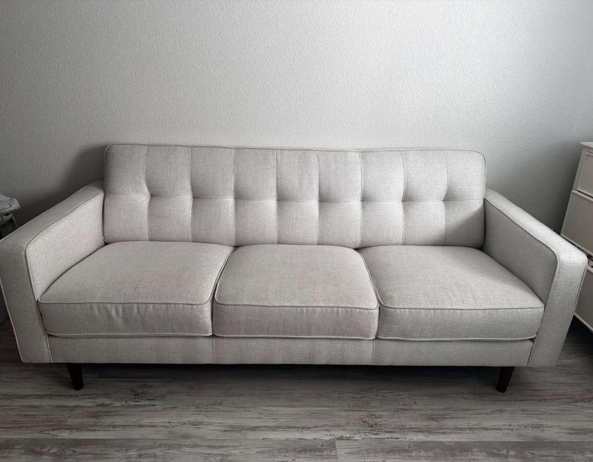 Modern Light Beige Mid-Century Style Sofa (6' Length) - 3-Seater Couch